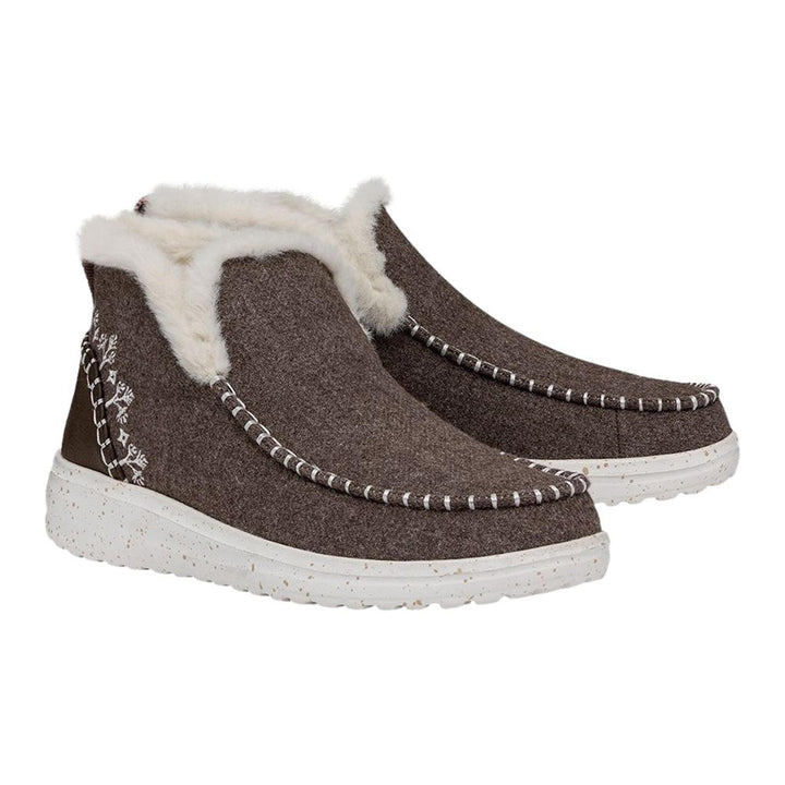 Heydude 40208 Denny Stiefeletten aus Woll-Imitat-Lammfell für Damen - Walnuss