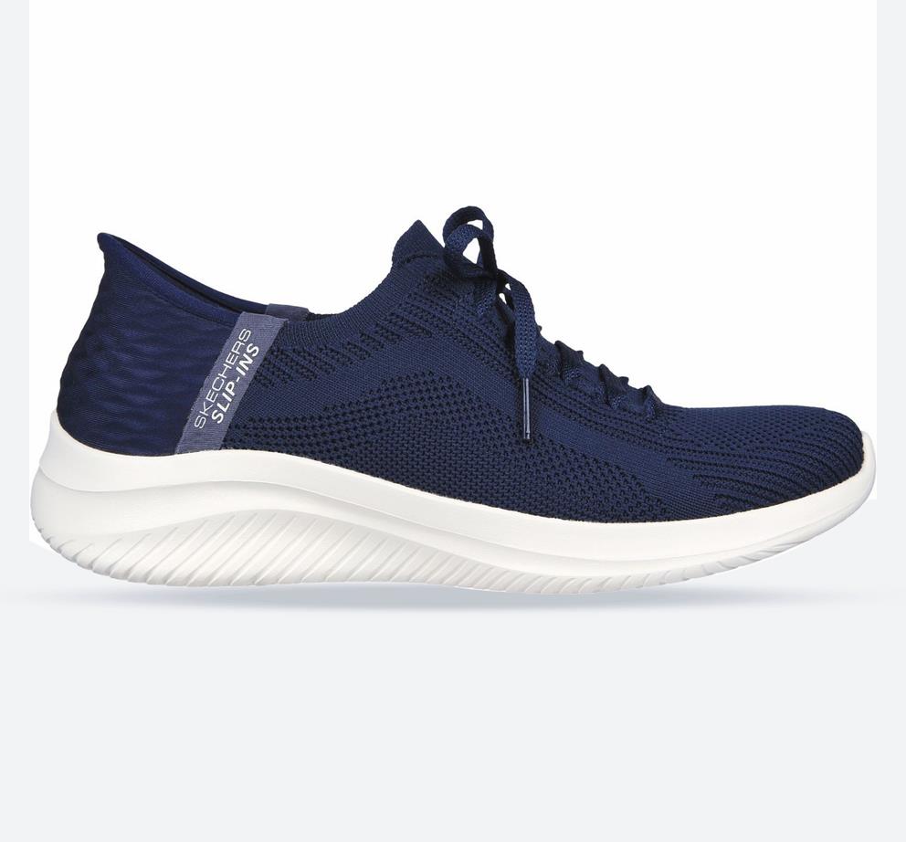 Women's Wide Fit Skechers 149710 Slip-ins Ultra Flex Brilliant Path Sneakers Navy
