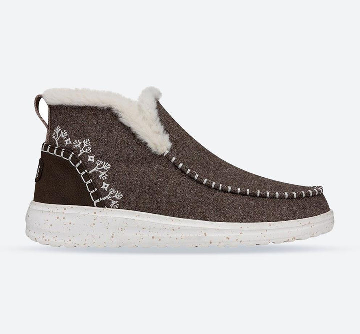 Heydude 40208 Denny Stiefeletten aus Woll-Imitat-Lammfell für Damen - Walnuss