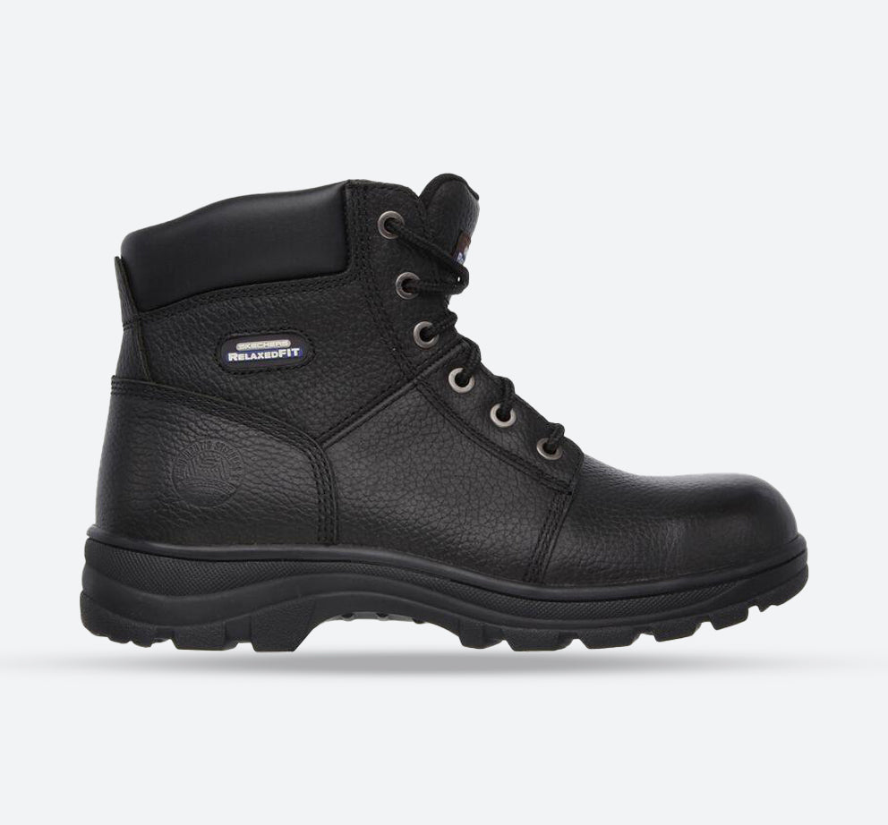 Skechers Hartan 77009EW Black Leather Steel Toe Work Boots Mens 9.5 Wide Skechers (77009) Relaxed Fit Steel Toe Black Leather Boots  main image 2