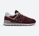 Men's Wide Fit New Balance ML574EVM Running Sneakers - Exclusive - Burgundy/White