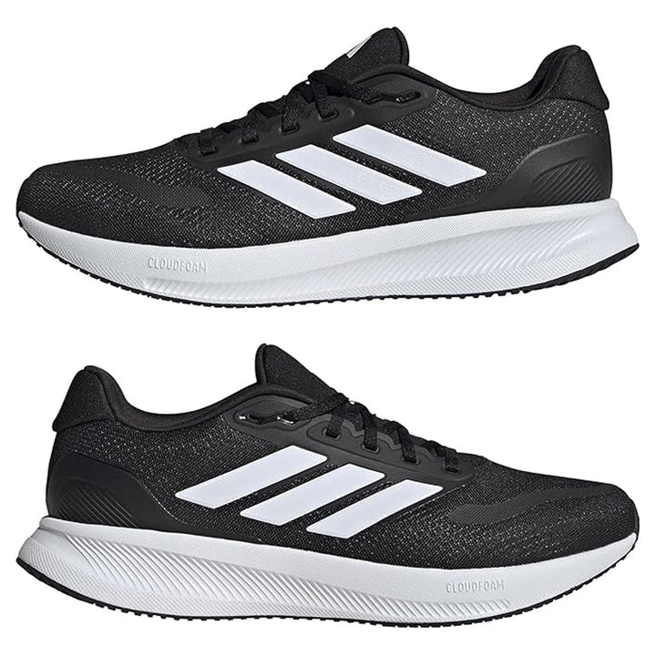 Men's Wide Fit Adidas Runfalcon 5 Walking/Running Sneakers - Black/White