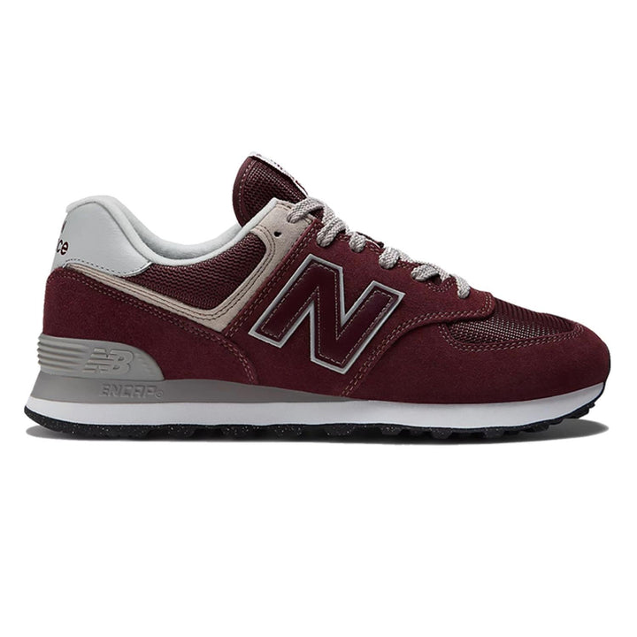 Men's Wide Fit New Balance ML574EVM Running Sneakers - Exclusive - Burgundy/White