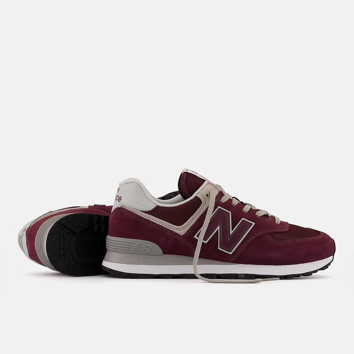 Men's Wide Fit New Balance ML574EVM Running Sneakers - Exclusive - Burgundy/White