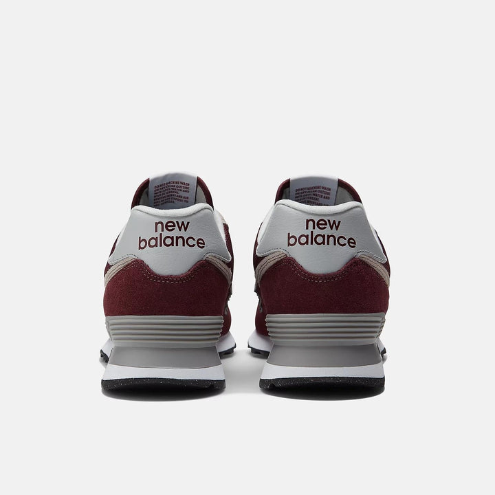 Men's Wide Fit New Balance ML574EVM Running Sneakers - Exclusive - Burgundy/White