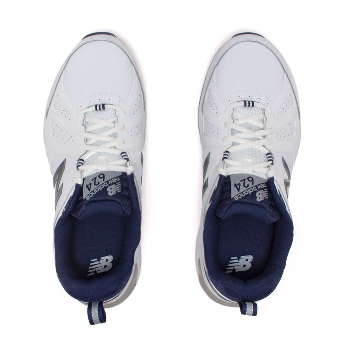 New Balance Mens Wide Fit 624V5 Sneakers- White (2E / 4E / 6E Width) - ABZORB