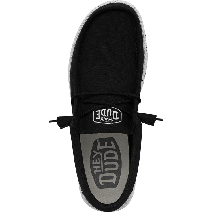 Men's Wide Fit Heydude 40009 Wally Slub Classic Slip On Shoes - Black