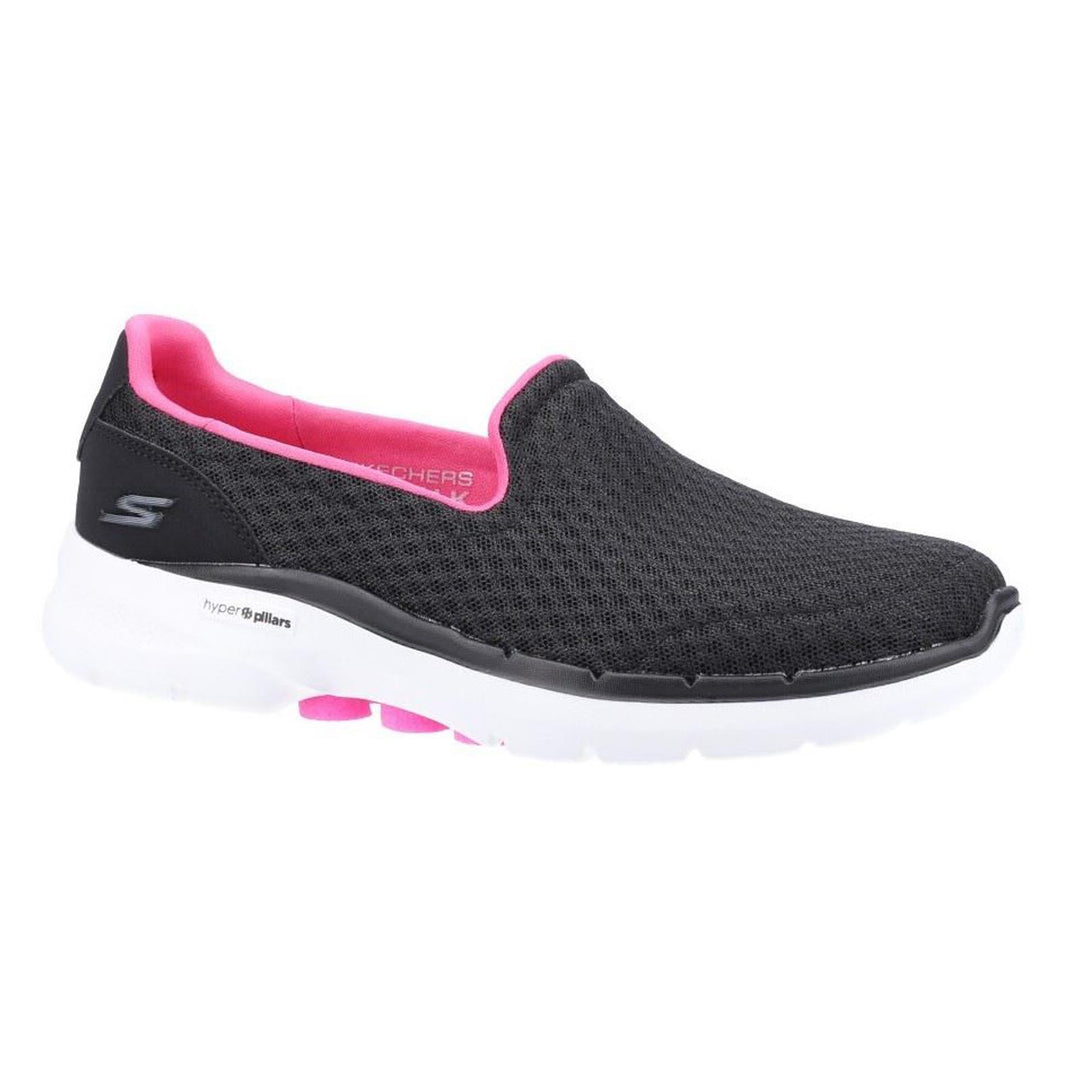 Women's Wide Fit Skechers 124508 Go Walk 6 Big Splash Sneakers - Black/Hot Pink