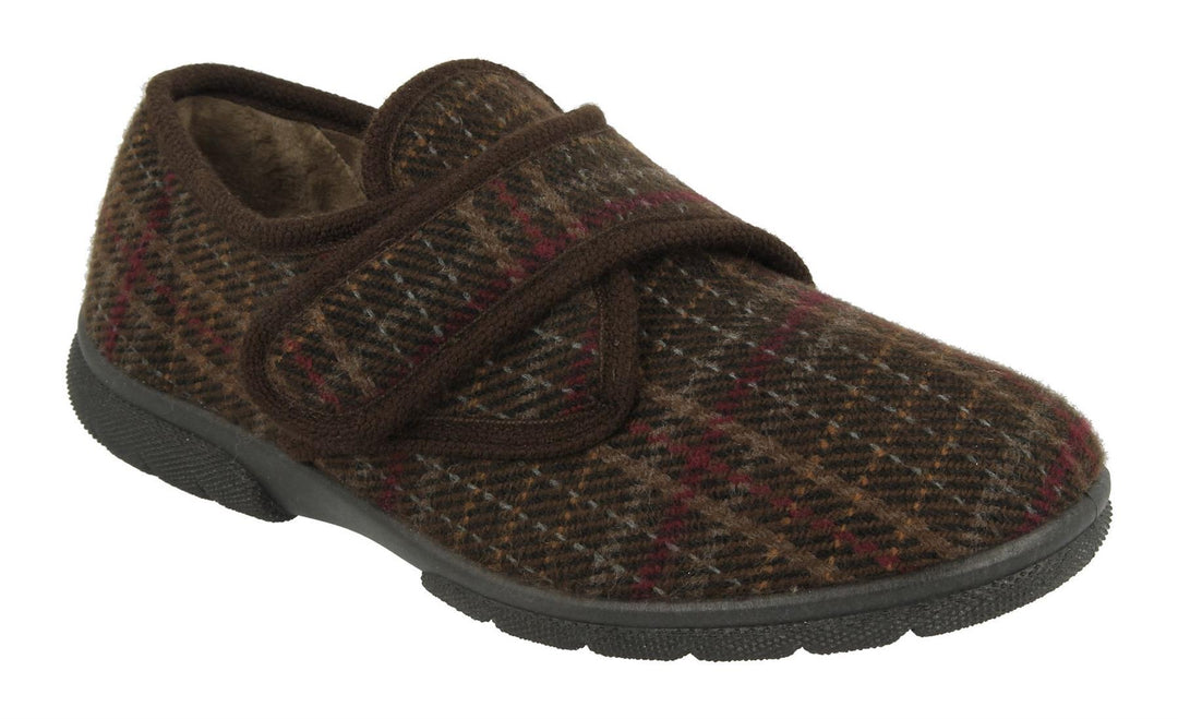 Mens Wide Fit DB Tartan Slippers