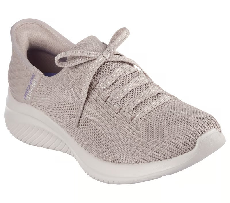 Women's Wide Fit Skechers 149710 Slip-ins Ultra Flex 3.0 Brilliant Sneakers - Taupe
