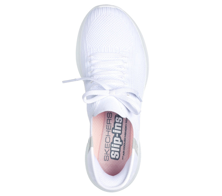 Women's Wide Fit Skechers 149710W Slip-ins Ultra Flex 3.0 Brilliant Sneakers - White