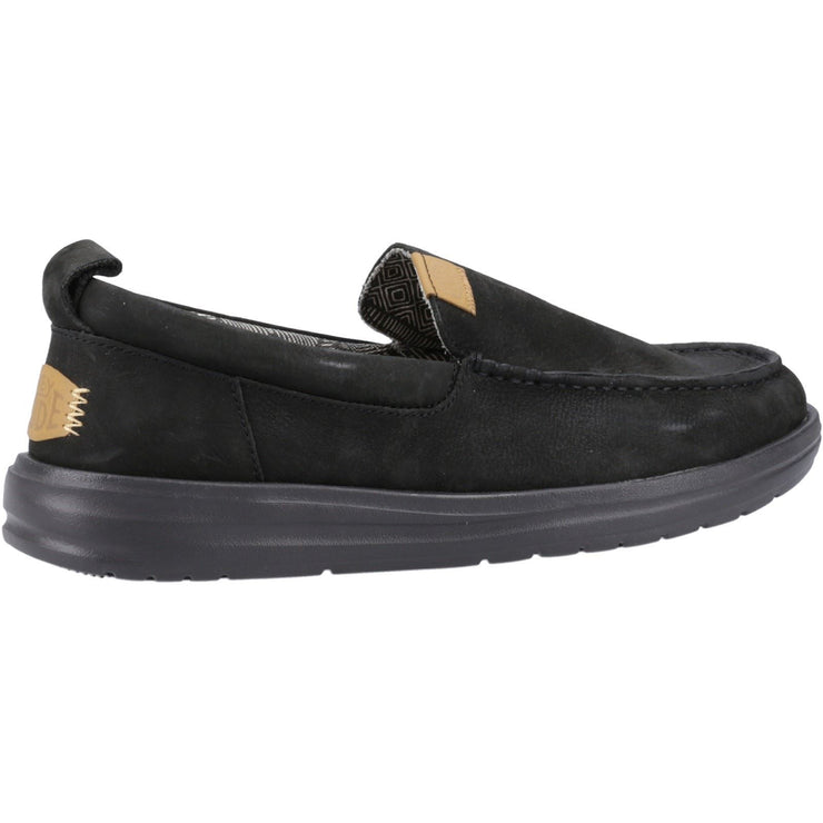Men's Wide Fit Heydude 40173 Wally Grip Moc Craft Leather Shoes - Black