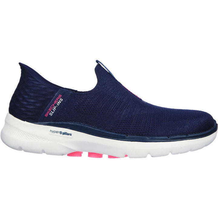 Women's Wide Fit Skechers 124569 Slip-ins GO WALK 6 Fabulous View Sneakers - Navy