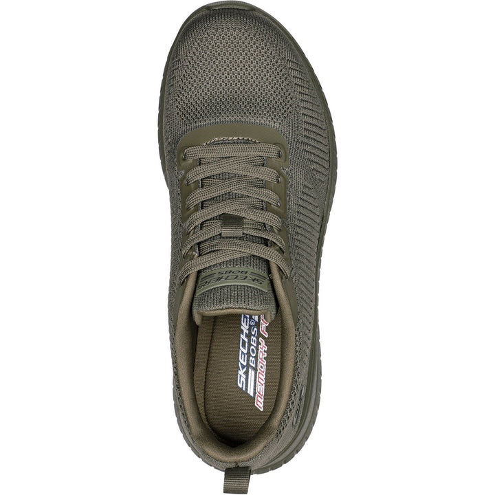 Women's Wide Fit Skechers 117209 Bob Squad Chaos Face Off Sneakers - Olive