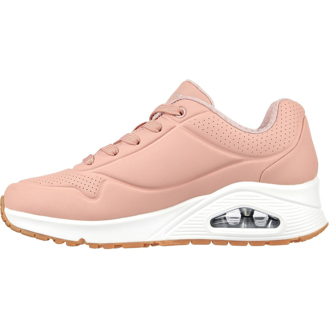 Women's Wide Fit Skechers 73690 Uno Stand On Air Sports Sneakers - Blush