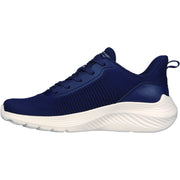 Women's Wide Fit Skechers 117470 Bobs Squad Waves Sports Sneakers - Navy
