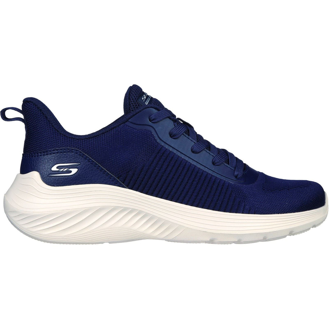 Women's Wide Fit Skechers 117470 Bobs Squad Waves Sports Sneakers - Navy