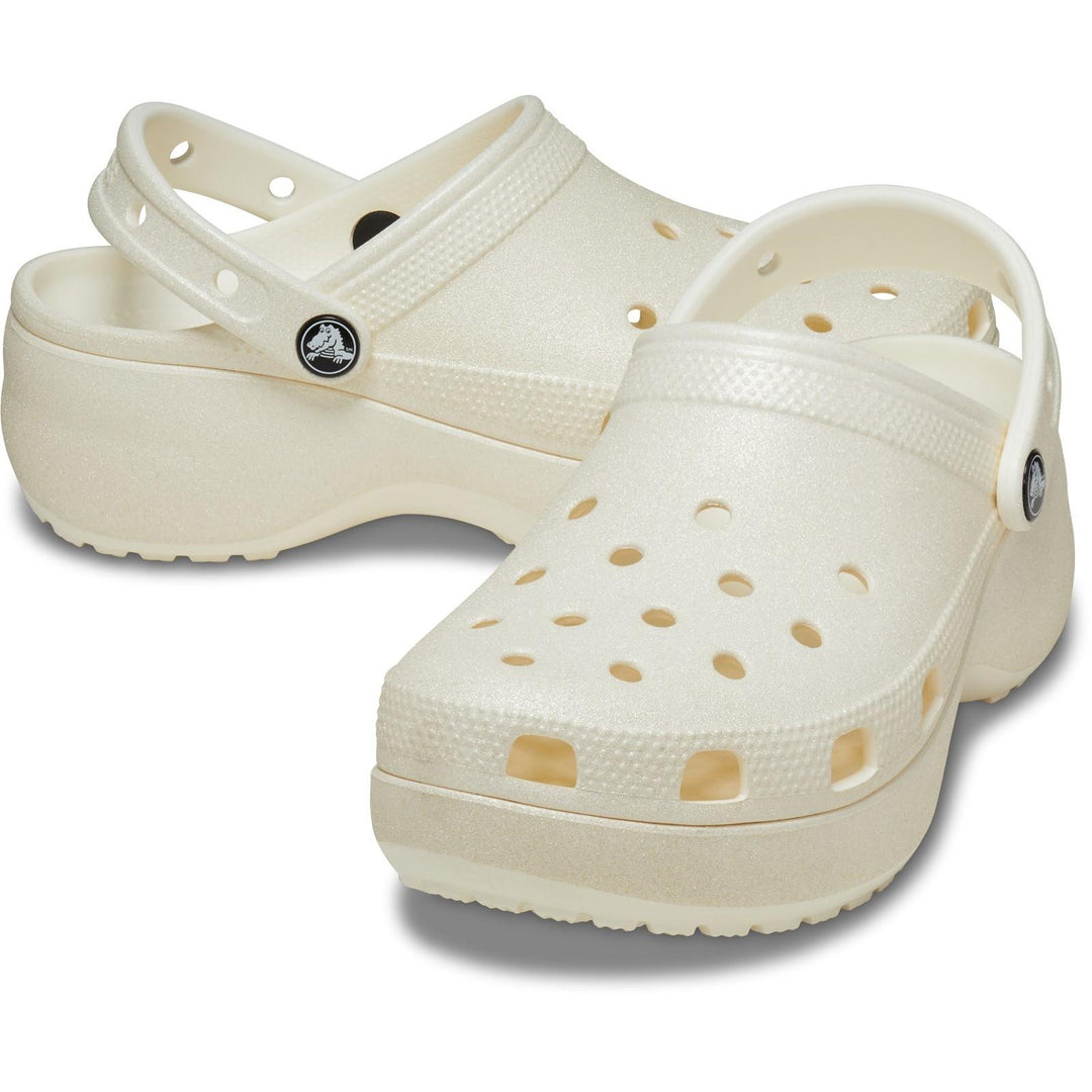 Women's Wide Fit Crocs 207241 Classic Platform Glitter Clog Sandals