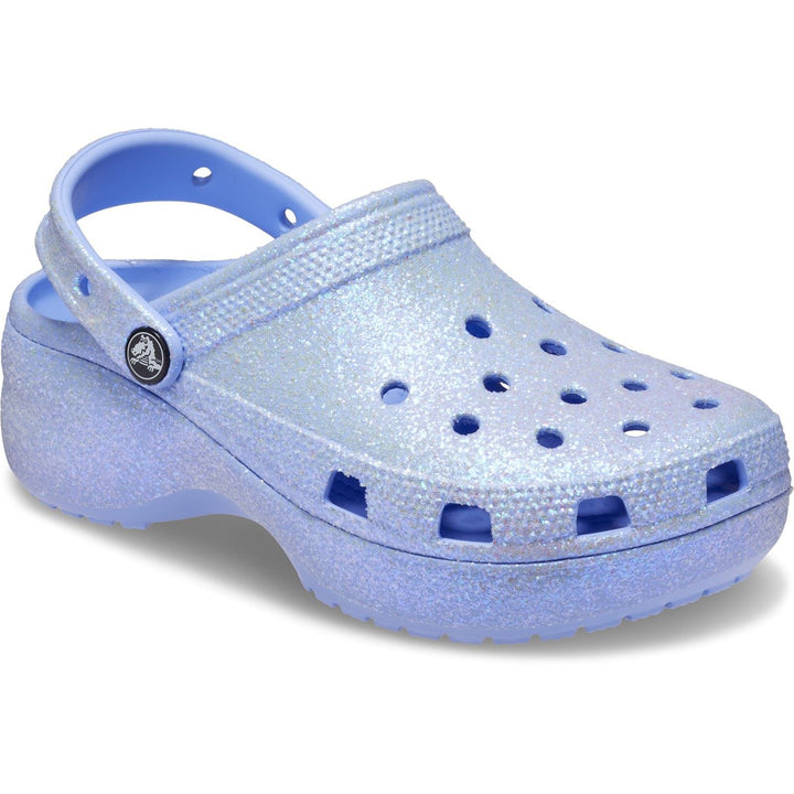 Women's Wide Fit Crocs 207241 Classic Platform Glitter Clog Sandals