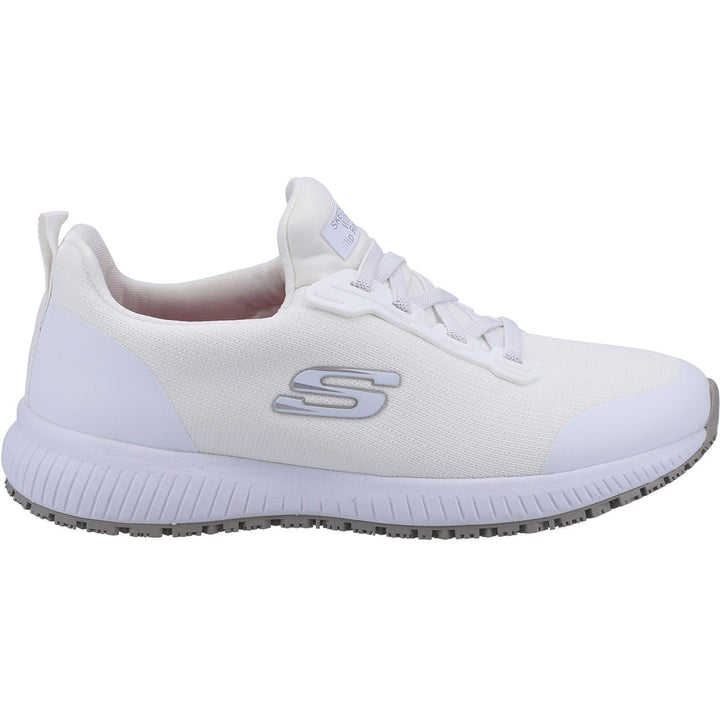 Women's Wide Fit Skechers 77222EC Squad SR Occupational Sneakers - White