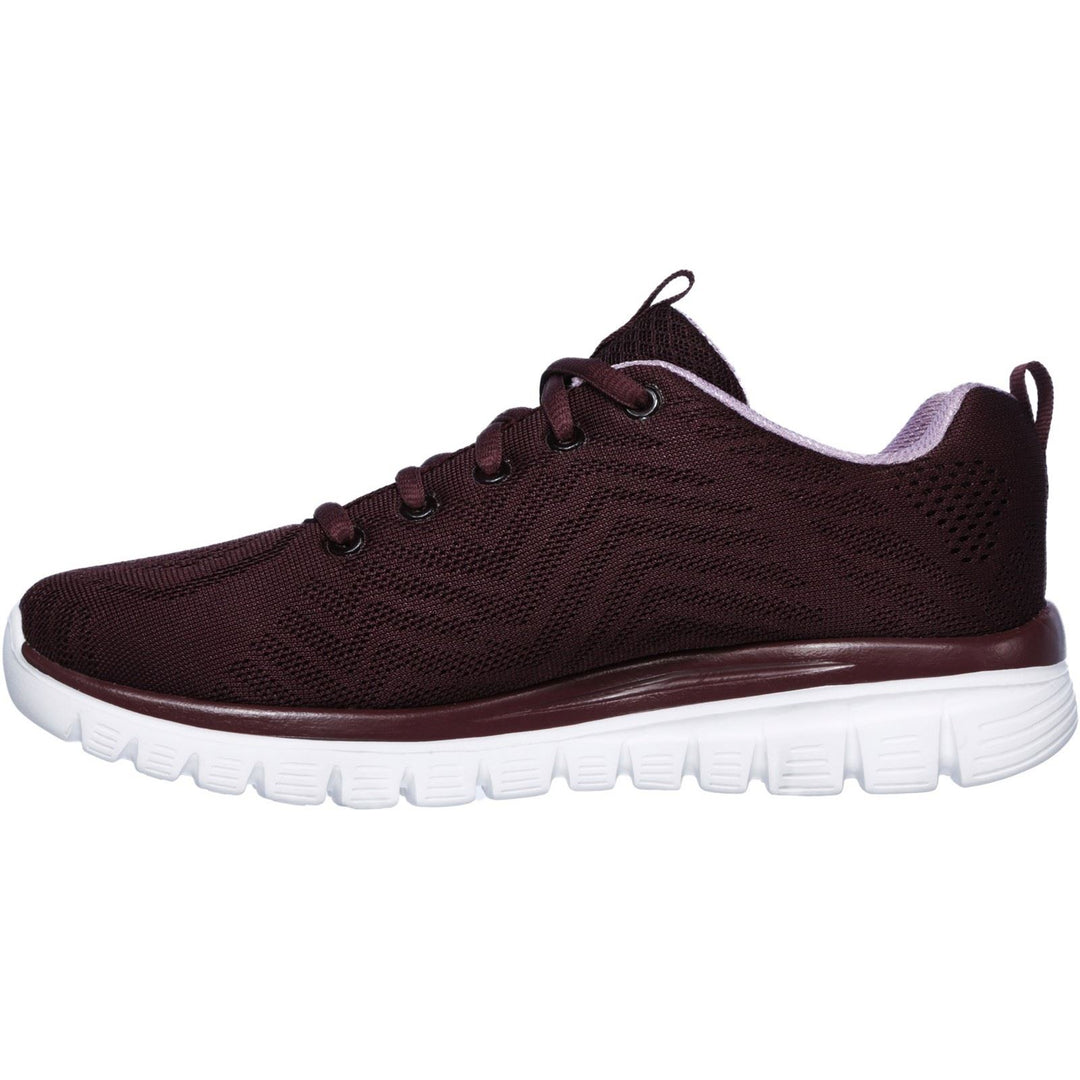 Women's Wide Fit Skechers 12615  Graceful Get Connected Sports Sneakers - Wine