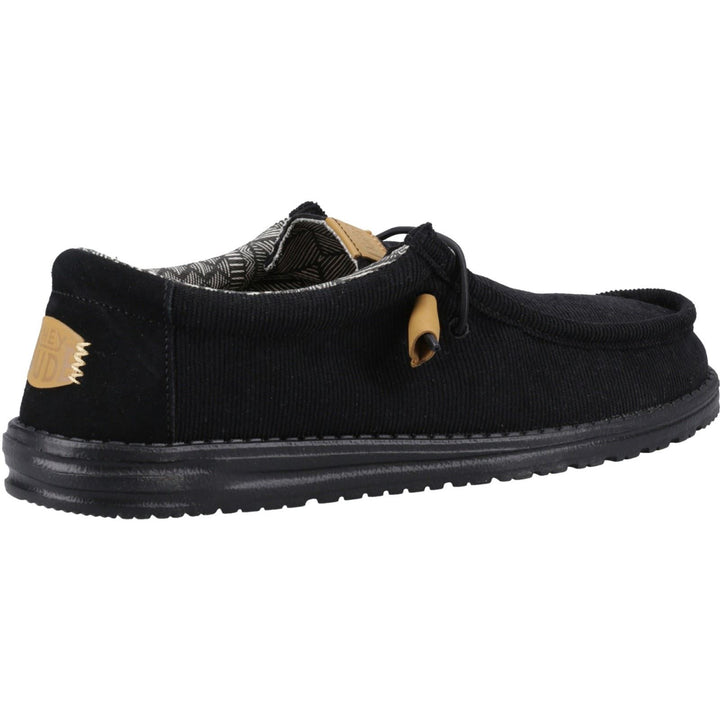 Men's Wide Fit Heydude 40163 Wally Corduroy Classic Slip On Shoes - Black