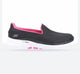 Women's Wide Fit Skechers 124508 Go Walk 6 Big Splash Sneakers - Black/Hot Pink