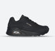 Women's Wide Fit Skechers 73690 Uno - Stand On Air Walking Sneakers - Black/Black
