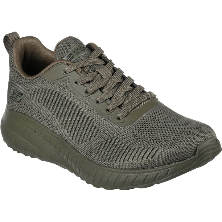 Women's Wide Fit Skechers 117209 Bob Squad Chaos Face Off Sneakers - Olive