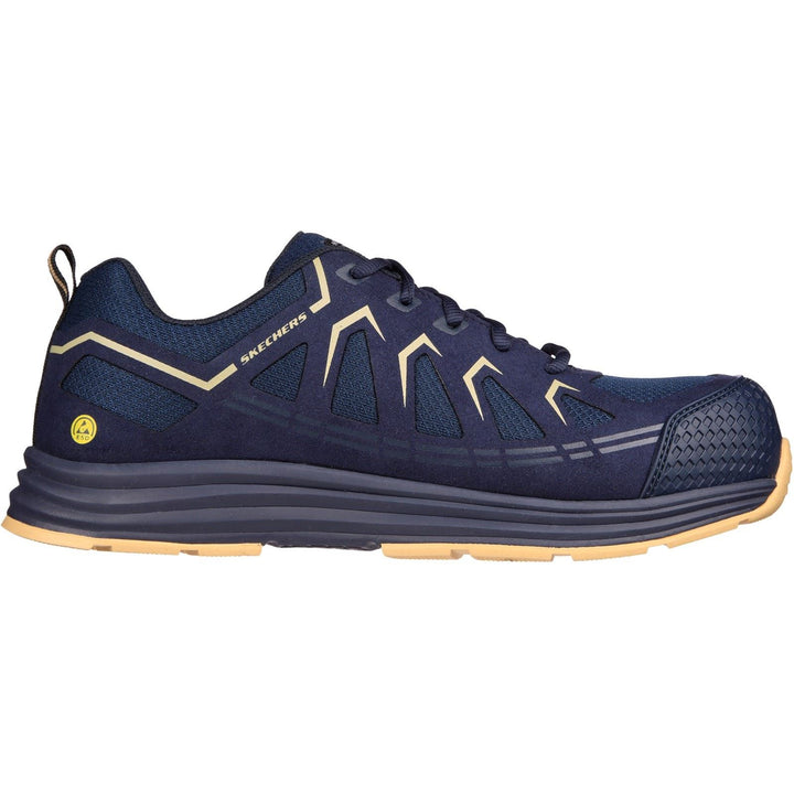 Men's Wide Fit Skechers 200127EC Malad II Safety Sneakers - Navy/Tan