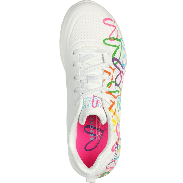 Women's Wide Fit Skechers 177977 Uno Lite Heart Of Hearts Sneakers