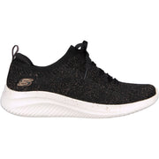 Women's Wide Fit Skechers 149865 Ultra Flex 3.0 Let's Dance Sneakers - Black/Rose Gold