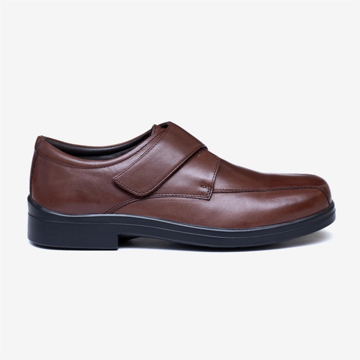 Mens Wide Fit Tredd Well Peter Velcro Shoes - Dark Brown