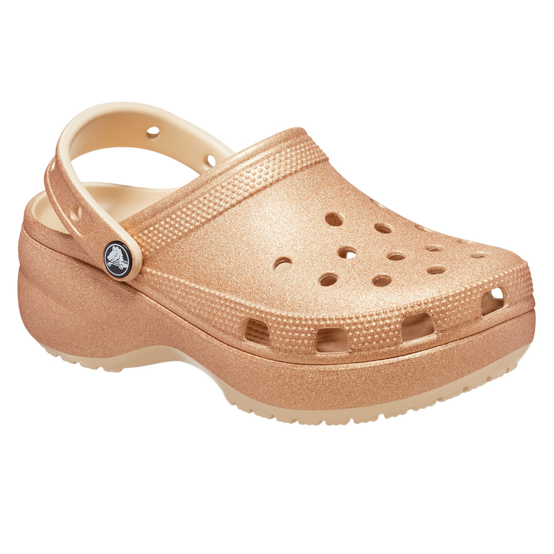 Women's Wide Fit Crocs 207241 Classic Platform Glitter Clog Sandals