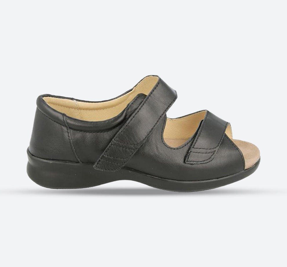 Womens Wide Fit DB Bliss 2 Sandals, Black Leather / 6 / 6V (6E - 8E) Womens Wide Fit DB Bliss 2 Sandals, Black Leather / 6 / 6V (6E - 8E)