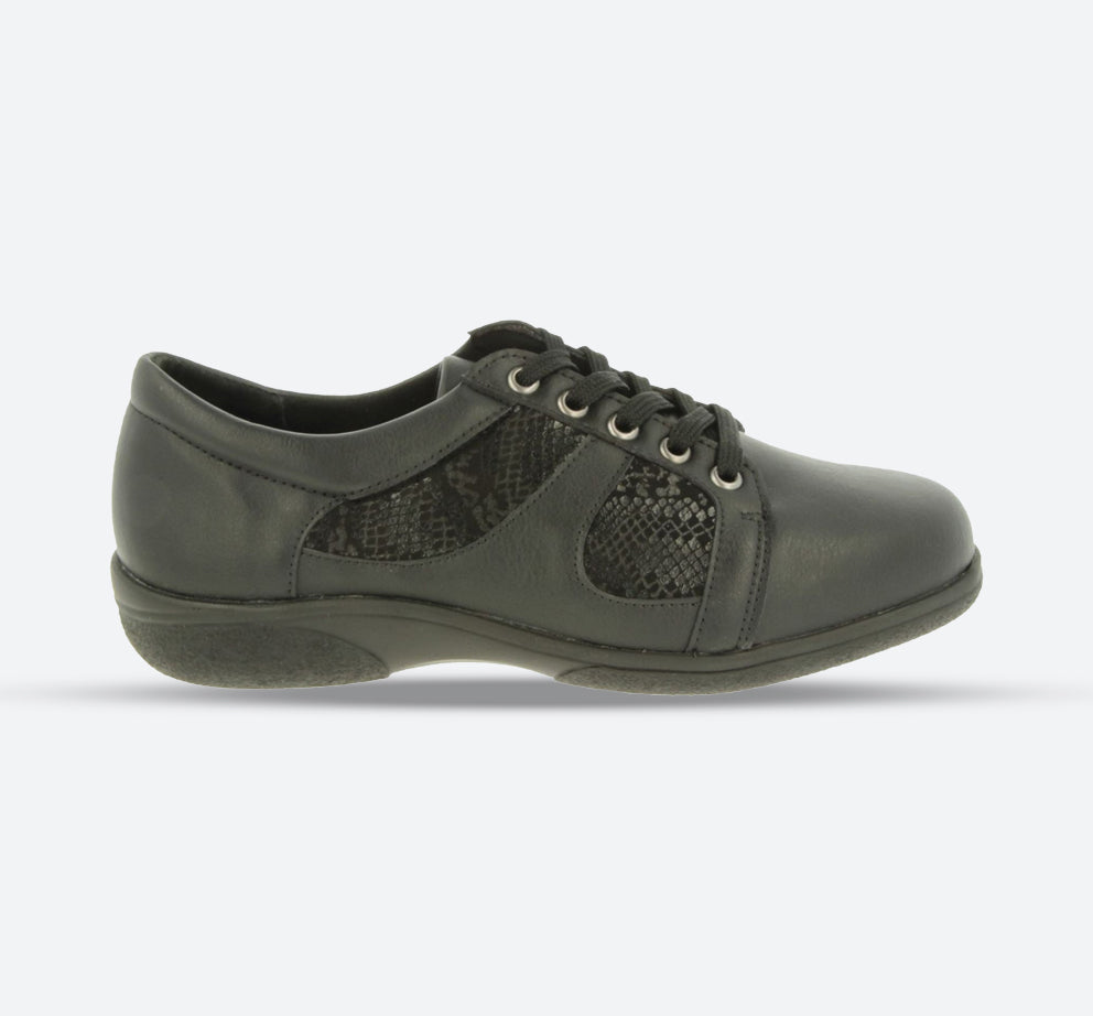 Womens Wide Fit DB Jazz Lace Shoes, Black Synthetic / 6 / 2V (2E