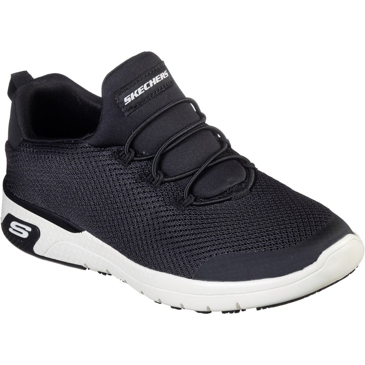 Women's Wide Fit Skechers 77281EC Marsing Waiola SR Safety Sneakers - Black/White