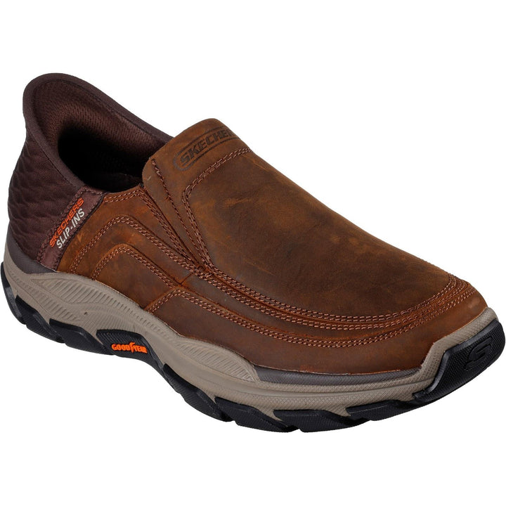 Men's Wide Fit Skechers 204810 Respected Elgin Sneakers - Dark Brown