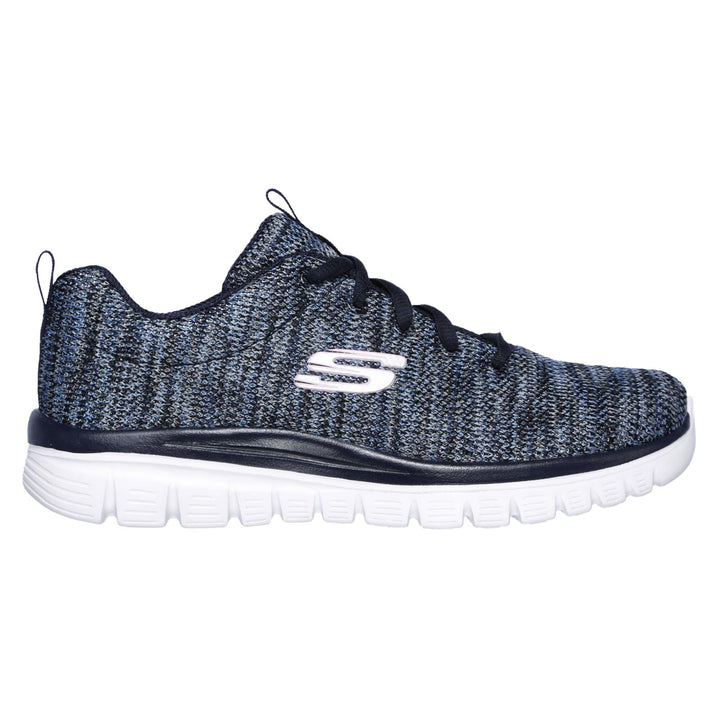 Women's Wide Fit Skechers 12615  Graceful Get Connected Sports Sneakers - Navy/Blue