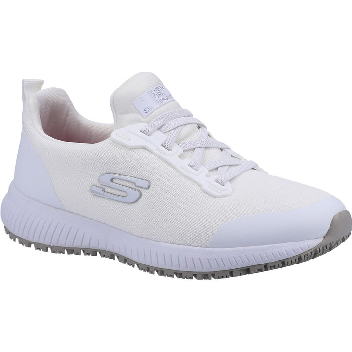 Women's Wide Fit Skechers 77222EC Squad SR Occupational Sneakers - White