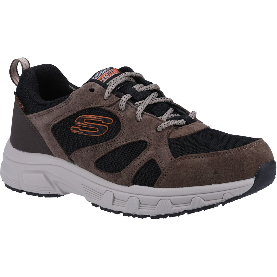 Men's Wide Fit Skechers 237348 Oak Canyon Sunfair Trekking Low Cut Sneakers - Brown/Black