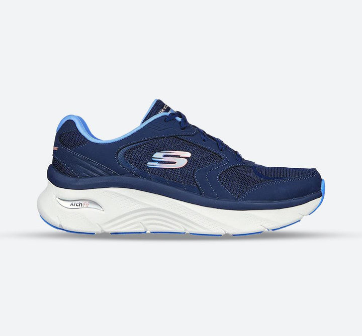 Women's Wide Fit Skechers 149686 Relaxed Fit Arch Fit D'lux Sneakers - Navy/Blue