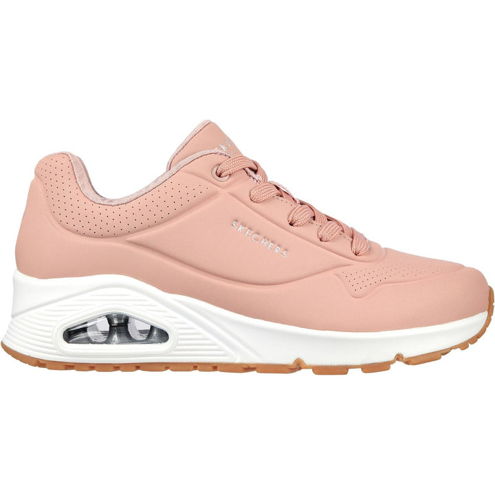 Women's Wide Fit Skechers 73690 Uno Stand On Air Sports Sneakers - Blush