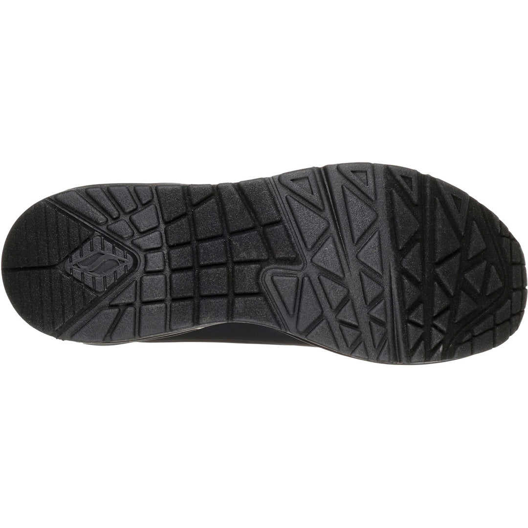 Women's Wide Fit Skechers 73690 Uno - Stand On Air Walking Sneakers - Black/Black
