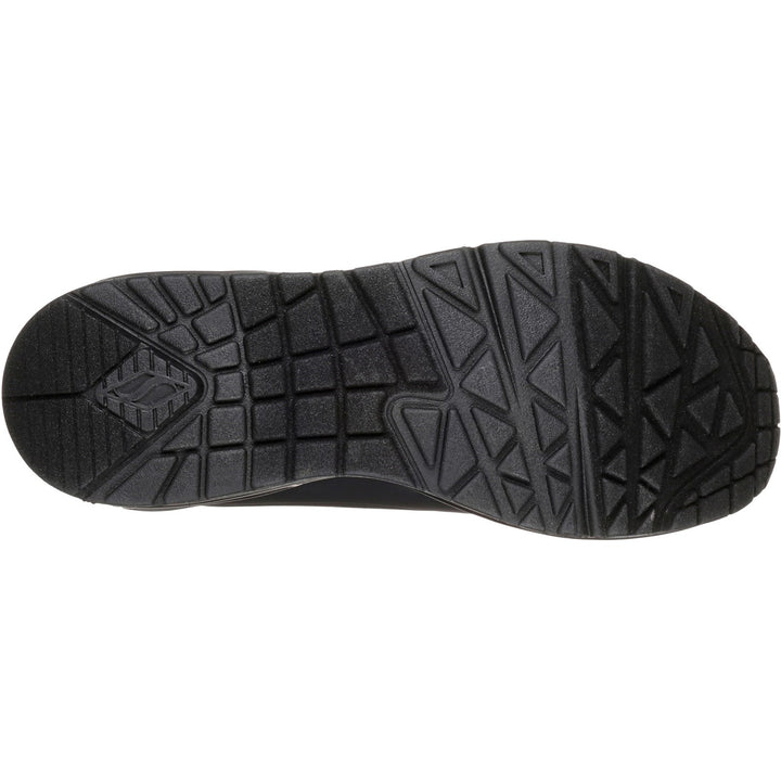 Women's Wide Fit Skechers 73690 Uno - Stand On Air Walking Sneakers - Black/Black