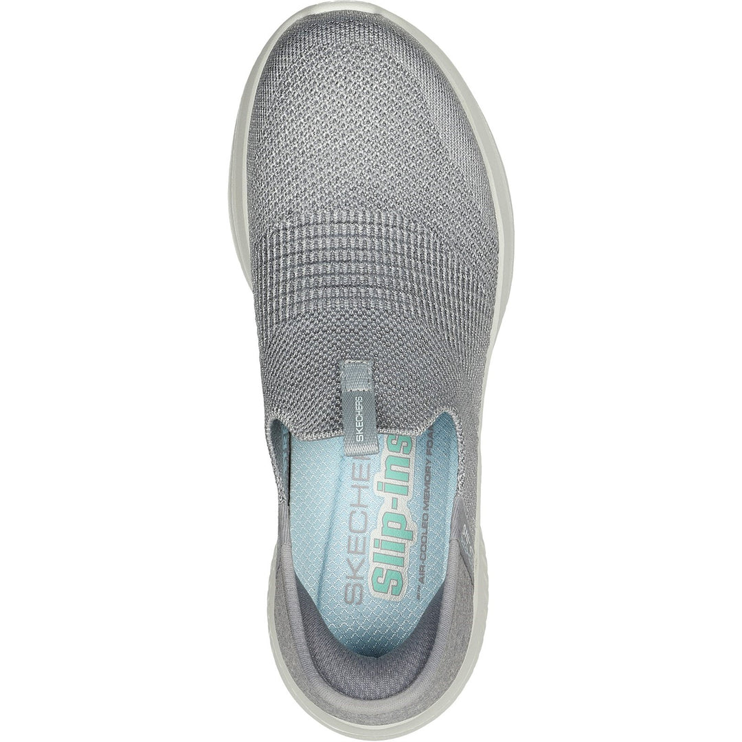 Women's Wide Fit Skechers 149709 Slip-ins Ultra Flex 3.0 Smooth Step Sneakers - Light Grey
