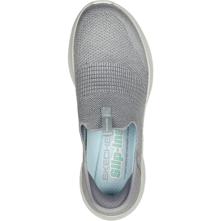 Women's Wide Fit Skechers 149709 Slip-ins Ultra Flex 3.0 Smooth Step Sneakers - Light Grey