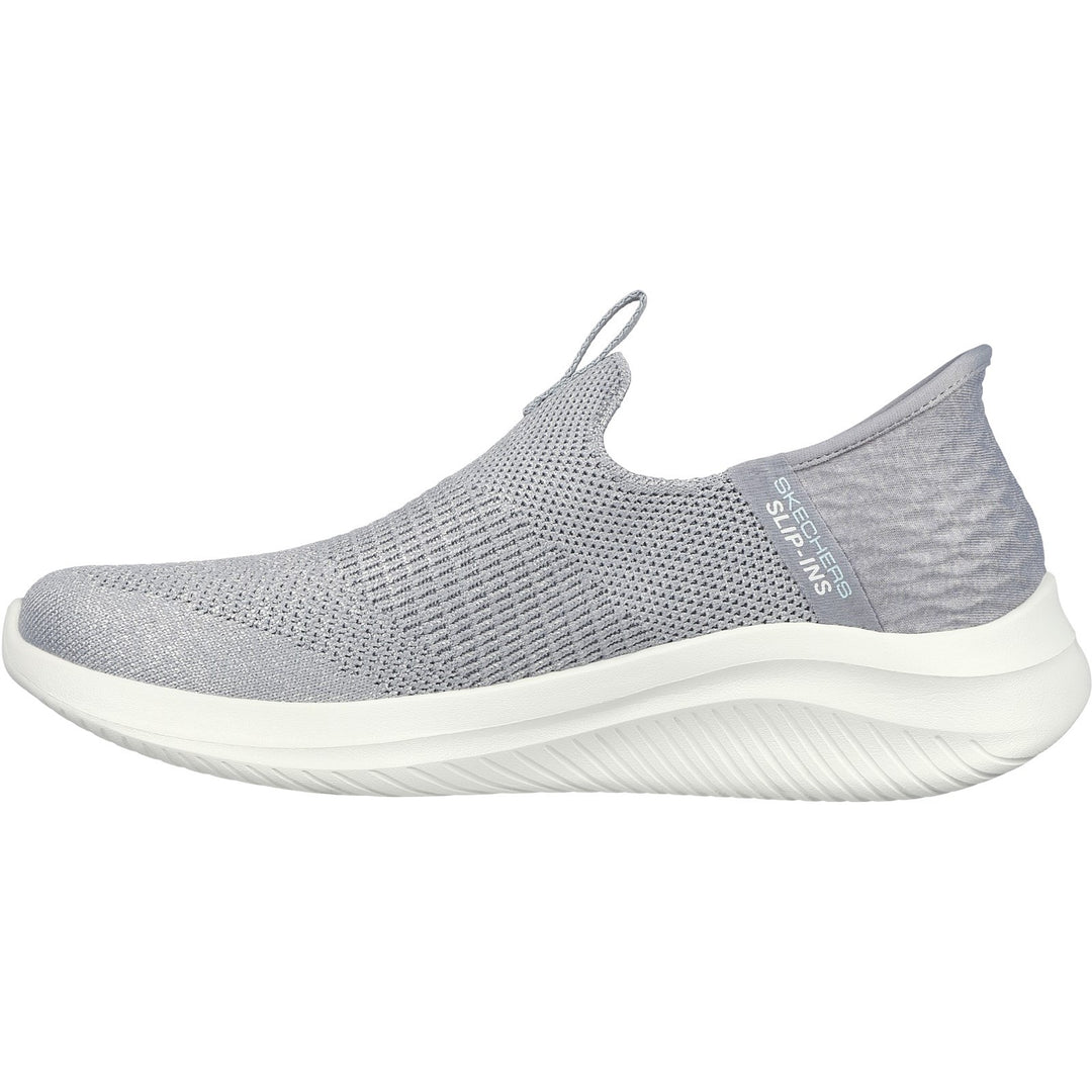 Women's Wide Fit Skechers 149709 Slip-ins Ultra Flex 3.0 Smooth Step Sneakers - Light Grey