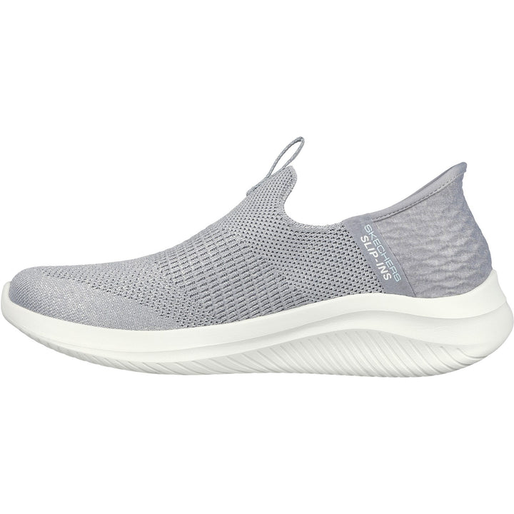 Women's Wide Fit Skechers 149709 Slip-ins Ultra Flex 3.0 Smooth Step Sneakers - Light Grey
