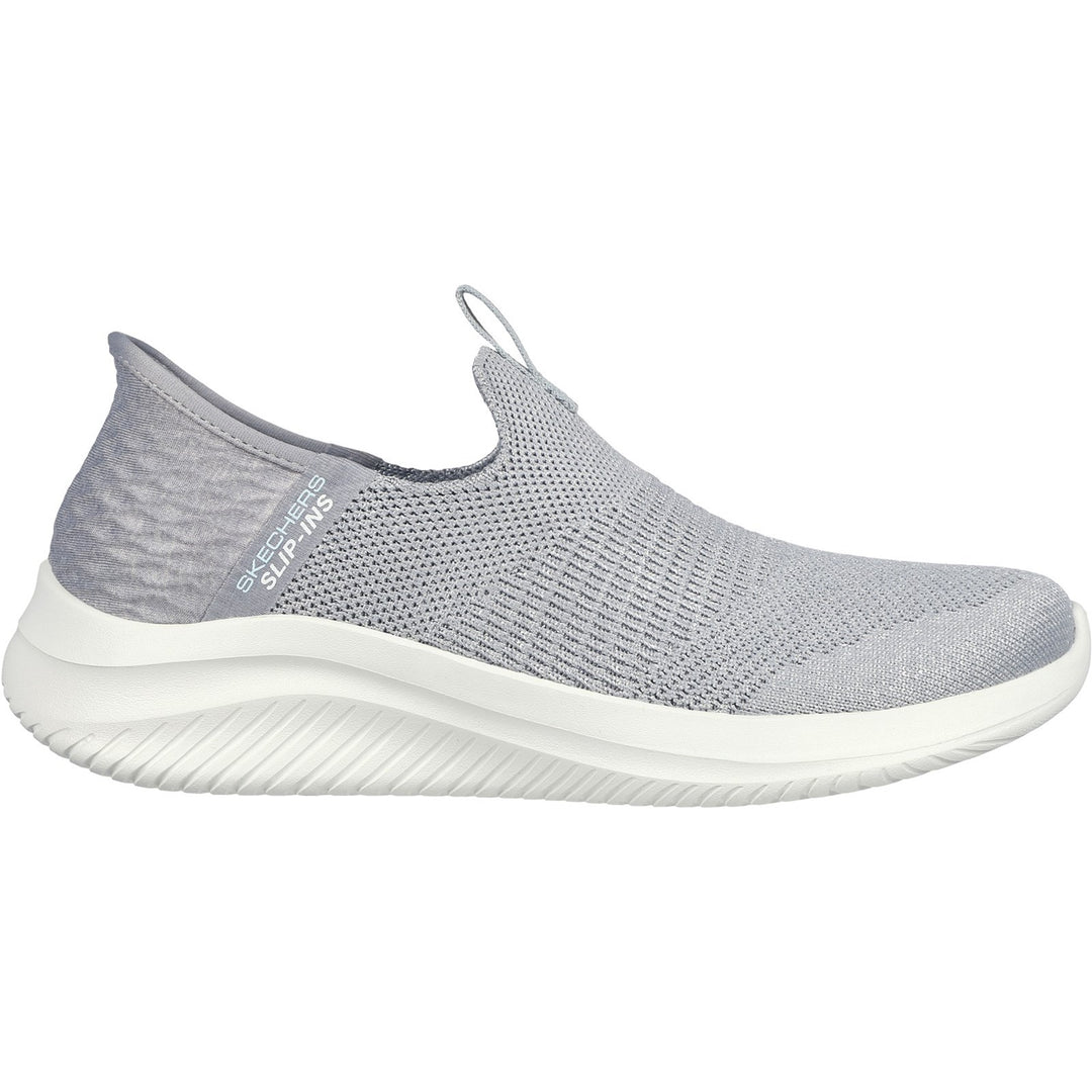 Women's Wide Fit Skechers 149709 Slip-ins Ultra Flex 3.0 Smooth Step Sneakers - Light Grey